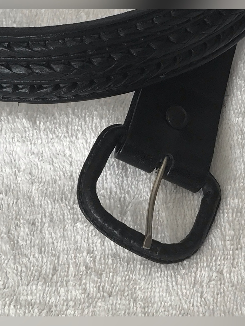 Handcrafted Mexican Black Leather Belt - 36”  Total length 41”